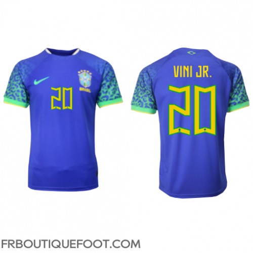 Maillot de foot Brésil Vinicius Junior #20 Extérieur vêtements Monde 2022 Manches Courtes